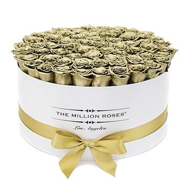 White Large Round Flower Gift Box With Ribbon