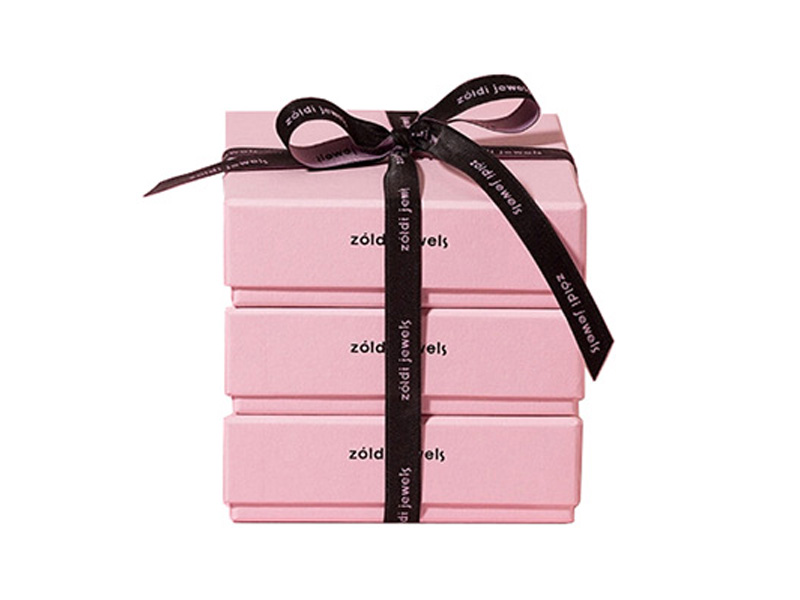 3-Layer Lid And Base Pink Jewelry Gift Box With Ribbon