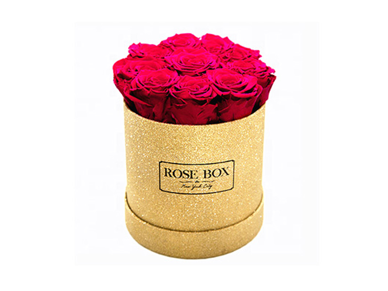 Luxury Glitter Gold Texture Round Flower Gift Box