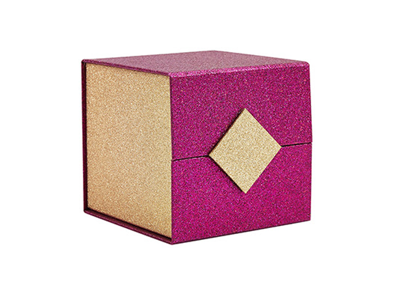 Square Flip Top Cap Luxury Glitter Cardboard Magnetic Gift Box